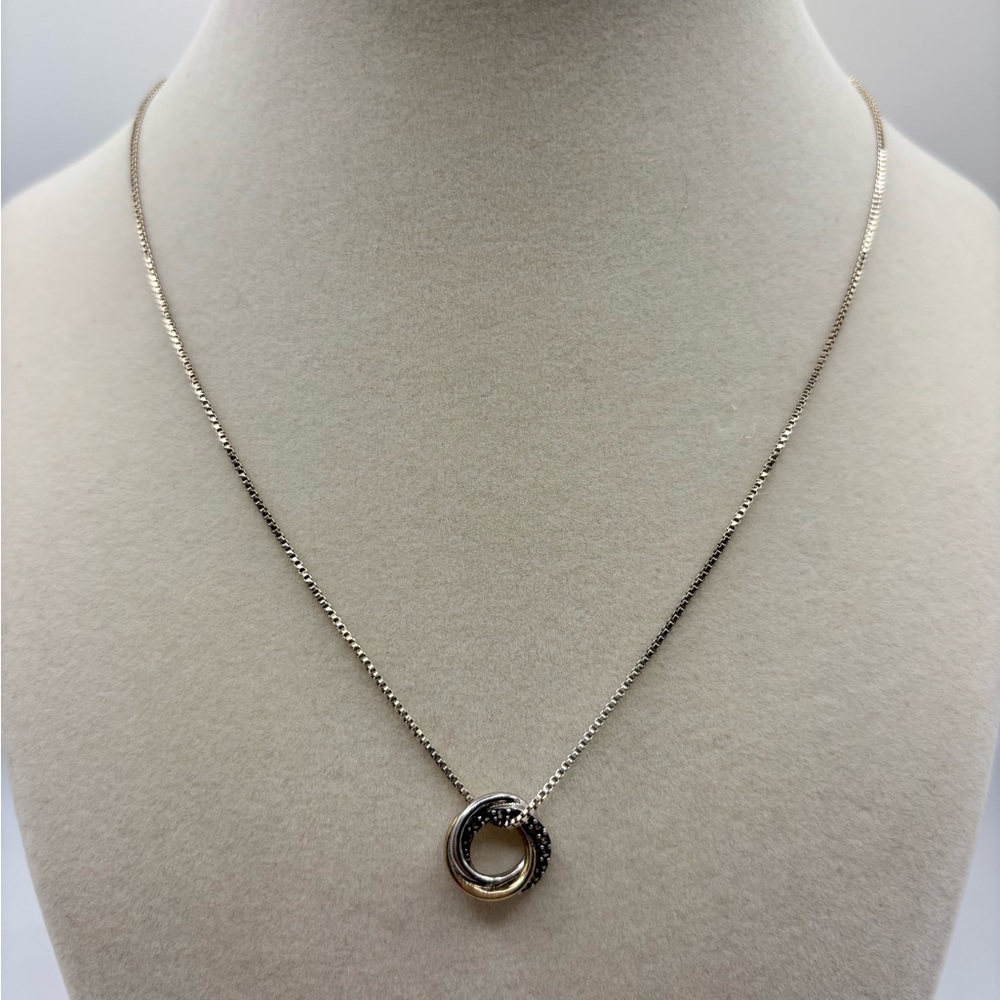 Interlocking Circle Pendant Necklace - Silver & Gold